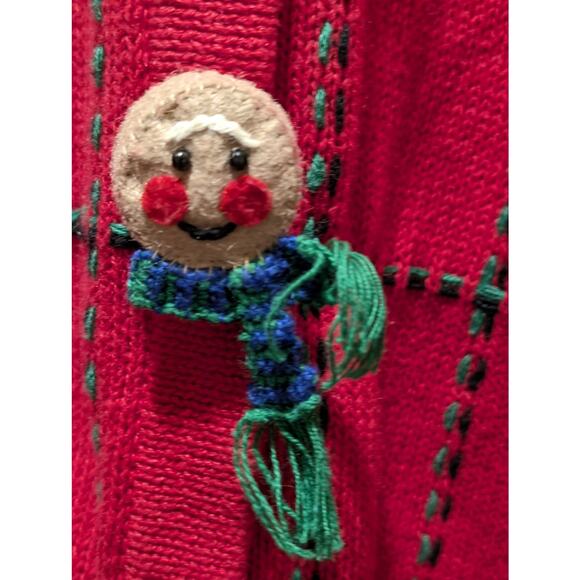 Vintage Lemon Grass Red Ugly Christmas Sweater Cardigan Womens 3X - Picture 5 of 13